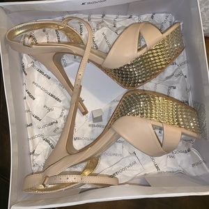 Nude and gold heels